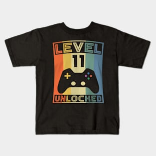 Level 11 Unlocked Video Gamer 11th Birthday Gaming Kids T-Shirt